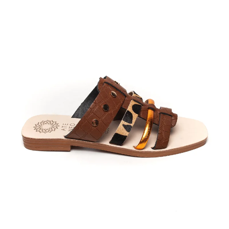 Women's Ankle - Strap Sandals with a Block Heel in Red for a Sophisticated StyleAteneo 2609 Brown Combo Women's Ankle - Strap Sandals with a Block Heel in Red for a Sophisticated StyleAteneo 2609 Brown Combo