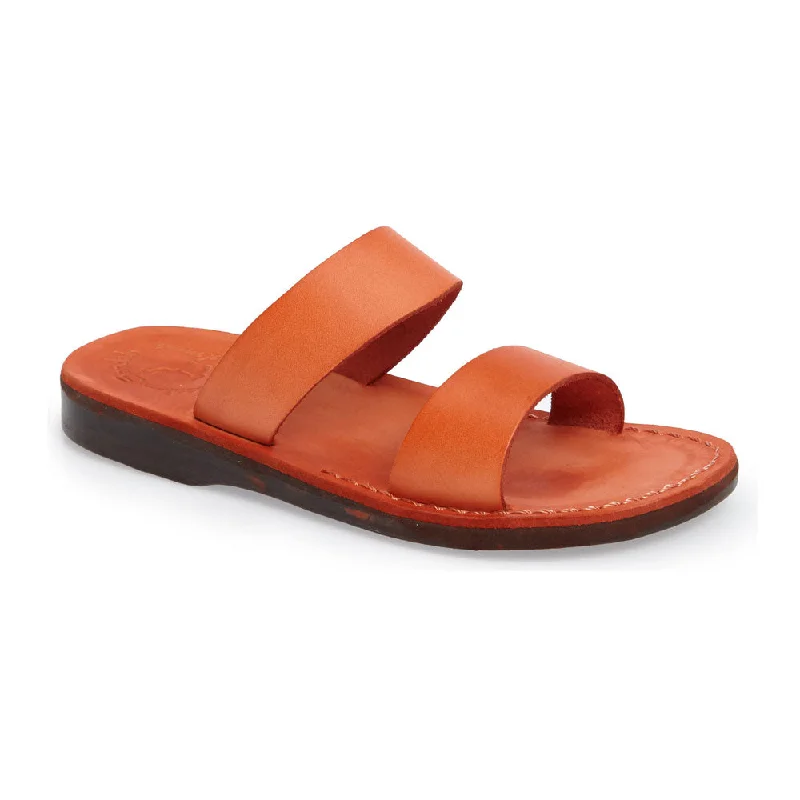 Elastic - Strap Women's Sandals with a Padded Toe in Teal for Easy On - and - OffAviv - Leather Wide Strap Sandal | Orange Elastic - Strap Women's Sandals with a Padded Toe in Teal for Easy On - and - OffAviv - Leather Wide Strap Sandal | Orange