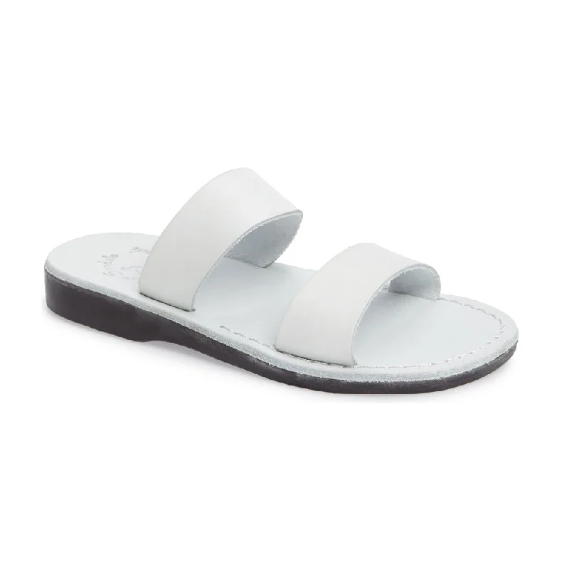 Women's Sandals with a Wedge Heel and a Tassel Detail in Orange for a Trendy LookAviv - Leather Wide Strap Sandal | White Women's Sandals with a Wedge Heel and a Tassel Detail in Orange for a Trendy LookAviv - Leather Wide Strap Sandal | White