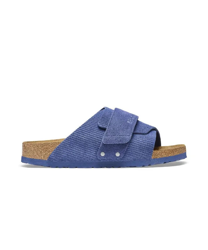 Women's Flat Slide Sandals with a Memory Foam Insole in White for All - Day ComfortBirkenstock Kyoto Corduroy Embossed Suede Leather Indigo Sandals Women's Flat Slide Sandals with a Memory Foam Insole in White for All - Day ComfortBirkenstock Kyoto Corduroy Embossed Suede Leather Indigo Sandals
