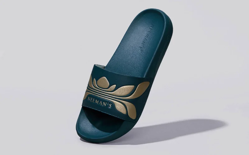 Shock - Absorbing Women's Sandals with a Soft Insole in Black for Active LifestylesBreather Slides (Women Exclusive) : Teal-Gold Shock - Absorbing Women's Sandals with a Soft Insole in Black for Active LifestylesBreather Slides (Women Exclusive) : Teal-Gold
