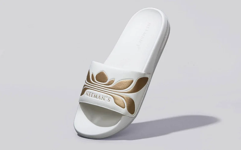 Women's Sandals with a Floral - Printed Upper in Pink for a Feminine Spring LookBreather Slides (Women Exclusive) : White-Gold Women's Sandals with a Floral - Printed Upper in Pink for a Feminine Spring LookBreather Slides (Women Exclusive) : White-Gold