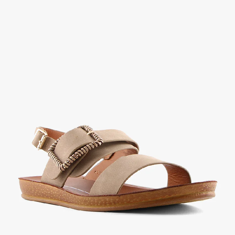 Sustainable Women's Recycled Material Sandals in Beige for Eco - Conscious ShoppersBRIDIE TAUPE