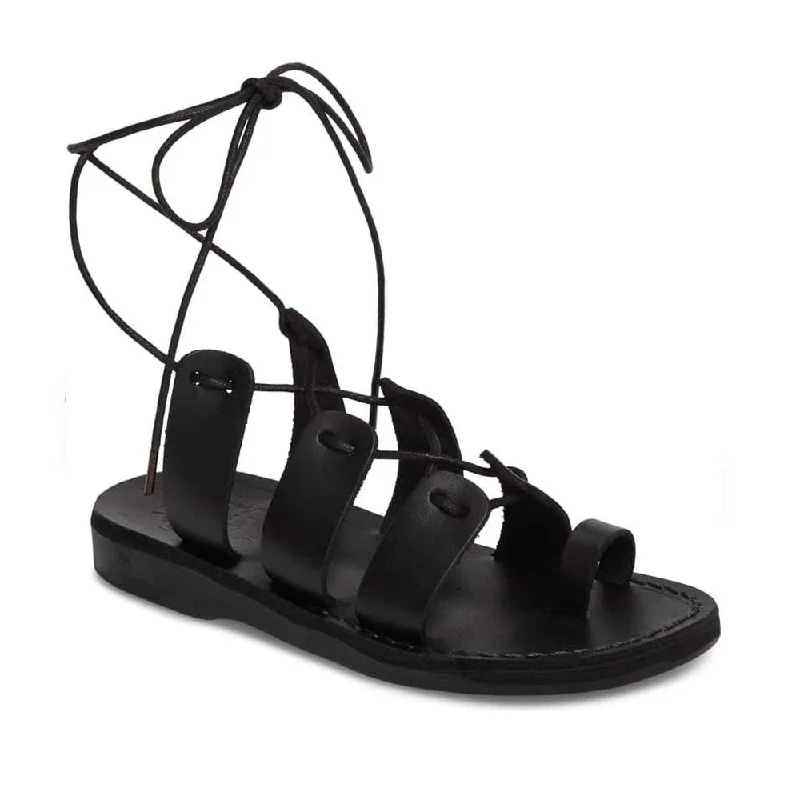 Adjustable Strap Women's Sandals with a Padded Heel in Pink for a Custom FitDeborah - Leather Lace Up Sandal | Black Adjustable Strap Women's Sandals with a Padded Heel in Pink for a Custom FitDeborah - Leather Lace Up Sandal | Black