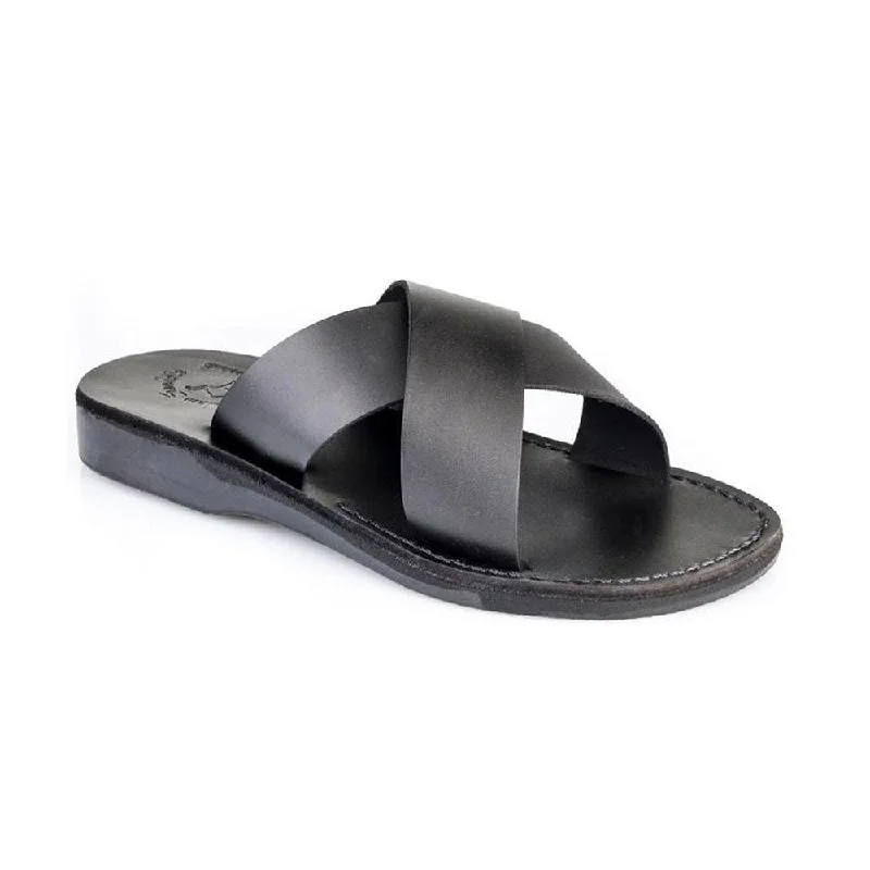 Women's Sandals with a Floral - Printed Upper in Pink for a Feminine Spring LookElan - Leather Cross Strap Sandal | Black Women's Sandals with a Floral - Printed Upper in Pink for a Feminine Spring LookElan - Leather Cross Strap Sandal | Black