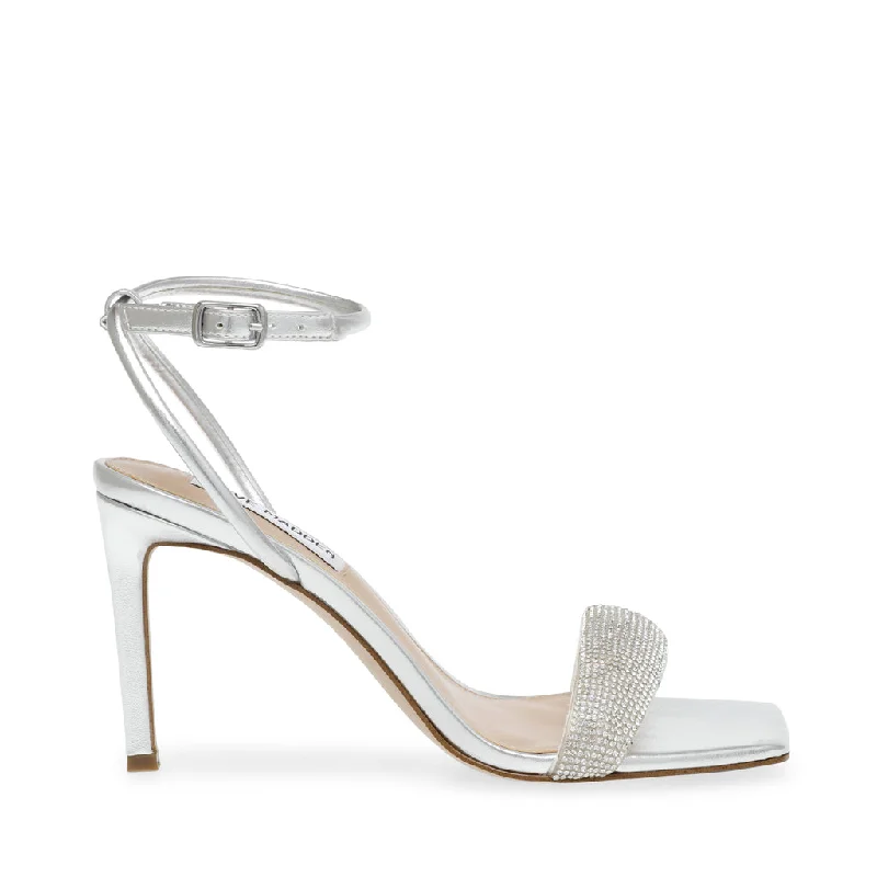 Women's Flat Slide Sandals with a Memory Foam Insole in White for All - Day ComfortEntice-R Sandal SILVER Women's Flat Slide Sandals with a Memory Foam Insole in White for All - Day ComfortEntice-R Sandal SILVER