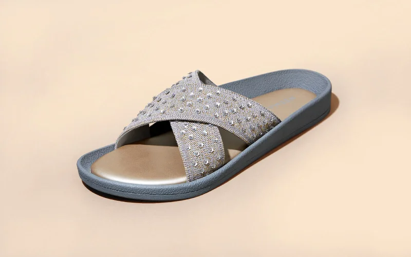 Elastic - Strap Women's Sandals with a Padded Toe in Teal for Easy On - and - OffEthnic Cross Strap Sandals : Grey Elastic - Strap Women's Sandals with a Padded Toe in Teal for Easy On - and - OffEthnic Cross Strap Sandals : Grey