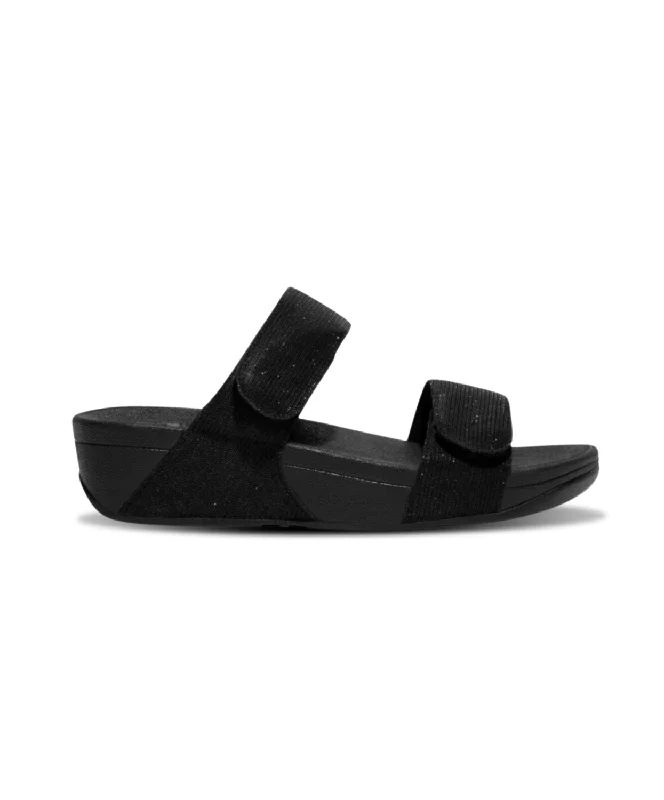 Elastic - Strap Women's Sandals with a Padded Toe in Teal for Easy On - and - OffFitFlop Lulu Adjustable Shimmerlux Slides Black Elastic - Strap Women's Sandals with a Padded Toe in Teal for Easy On - and - OffFitFlop Lulu Adjustable Shimmerlux Slides Black