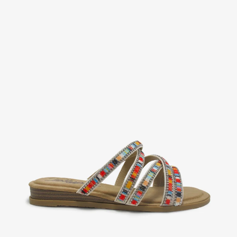 Women's Sandals with a Wedge Heel and a Tassel Detail in Orange for a Trendy LookGLISTEN Lt NAT MULTI Women's Sandals with a Wedge Heel and a Tassel Detail in Orange for a Trendy LookGLISTEN Lt NAT MULTI