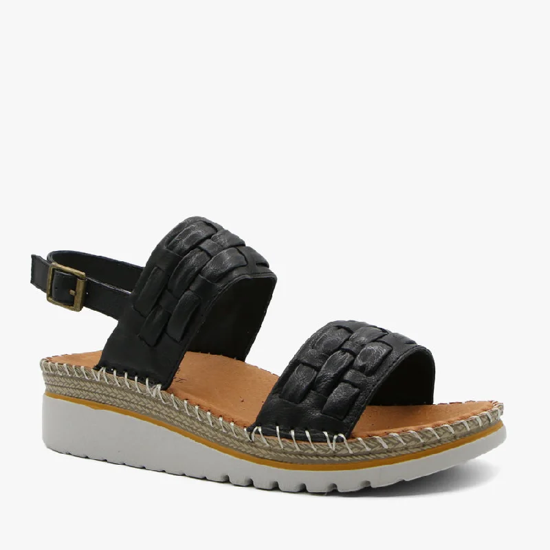 Women's Cork - Soled Espadrille Sandals with a Rope - Trimmed Upper in Navy for a Summer VibeHADLEY BLACK Women's Cork - Soled Espadrille Sandals with a Rope - Trimmed Upper in Navy for a Summer VibeHADLEY BLACK