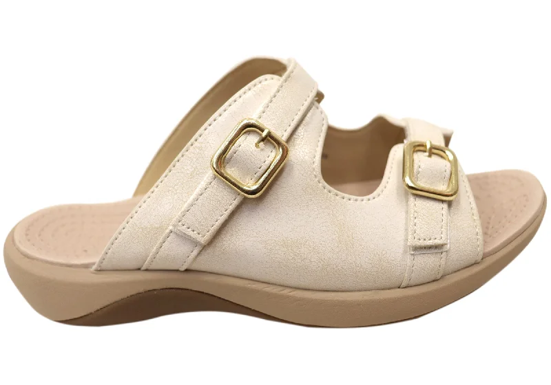 Women's Sandals with a Glitter - Coated Strap in Gold for a Sparkly Summer OutfitHomyped Womens Fargo Slide Comfortable Slides Sandals Women's Sandals with a Glitter - Coated Strap in Gold for a Sparkly Summer OutfitHomyped Womens Fargo Slide Comfortable Slides Sandals