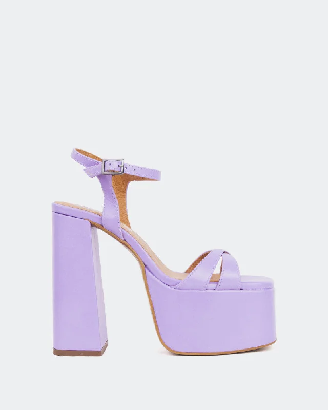 Child - Friendly Women's Sandals with a Secure Buckle in Purple for Moms on the GoIves Purple Leather Child - Friendly Women's Sandals with a Secure Buckle in Purple for Moms on the GoIves Purple Leather