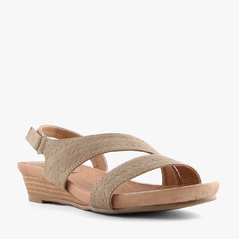 Women's Strappy Gladiator Sandals with Buckle Closures in Tan for a Boho LookKAY TAUPE