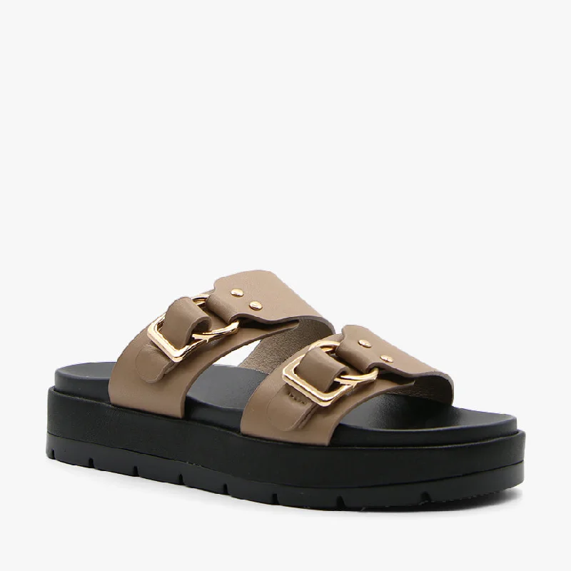 Women's Sandals with a Floral - Printed Upper in Pink for a Feminine Spring LookKINGSLEY LATTE