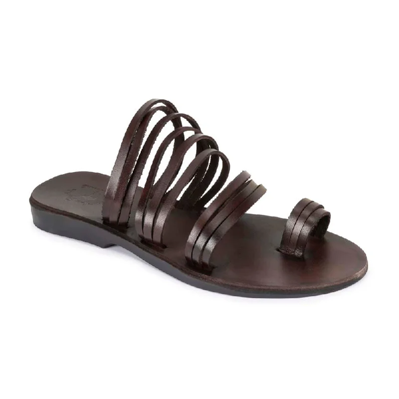 Women's Sandals with a Glitter - Coated Strap in Gold for a Sparkly Summer OutfitLayla - Leather Thin Strap Sandal | Brown Women's Sandals with a Glitter - Coated Strap in Gold for a Sparkly Summer OutfitLayla - Leather Thin Strap Sandal | Brown