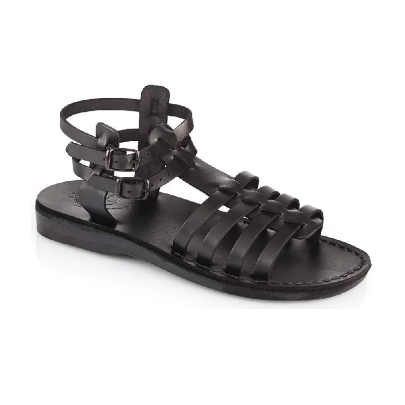 Child - Friendly Women's Sandals with a Secure Buckle in Purple for Moms on the GoLeah - Leather Gladiator Sandal | Black Child - Friendly Women's Sandals with a Secure Buckle in Purple for Moms on the GoLeah - Leather Gladiator Sandal | Black