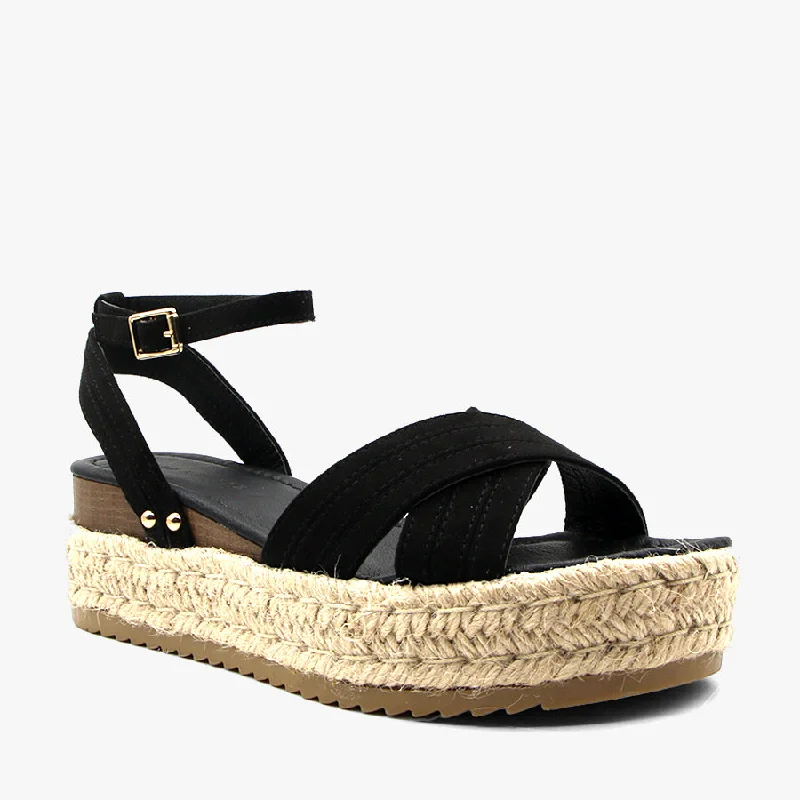 Child - Friendly Women's Sandals with a Secure Buckle in Purple for Moms on the GoMIRI BLACK SUEDE Child - Friendly Women's Sandals with a Secure Buckle in Purple for Moms on the GoMIRI BLACK SUEDE