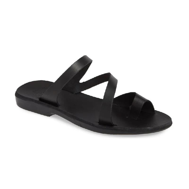 Women's Flat Slide Sandals with a Memory Foam Insole in White for All - Day ComfortNoah - Leather Slide On Sandal | Black