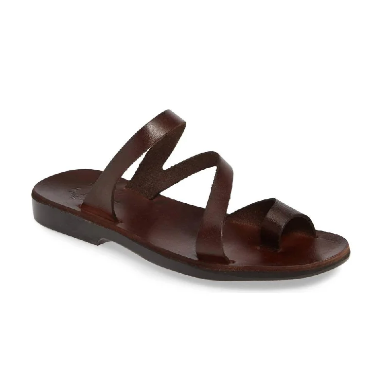 Women's Flat Slide Sandals with a Memory Foam Insole in White for All - Day ComfortNoah - Leather Slide On Sandal | Brown Women's Flat Slide Sandals with a Memory Foam Insole in White for All - Day ComfortNoah - Leather Slide On Sandal | Brown
