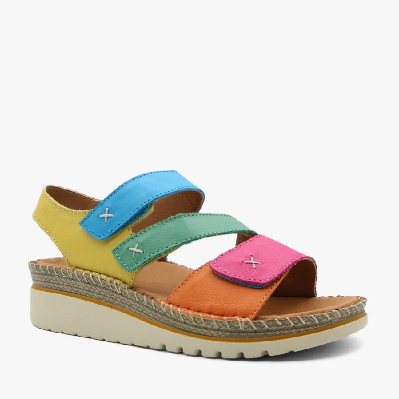 Waterproof Women's Rubber Beach Sandals with Arch Support in Blue for Water ActivitiesODETTE MULTI Waterproof Women's Rubber Beach Sandals with Arch Support in Blue for Water ActivitiesODETTE MULTI