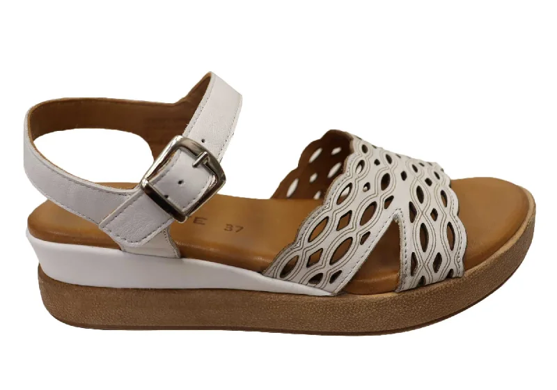 Women's Flat Slide Sandals with a Memory Foam Insole in White for All - Day ComfortOrizonte Malinar Womens Comfortable European Leather Wedge Sandals Women's Flat Slide Sandals with a Memory Foam Insole in White for All - Day ComfortOrizonte Malinar Womens Comfortable European Leather Wedge Sandals