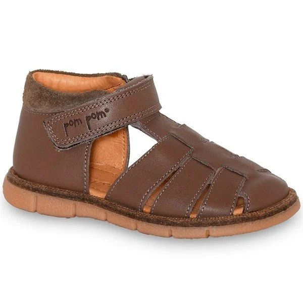 Women's Ankle - Strap Sandals with a Block Heel in Red for a Sophisticated StylePom Pom Sandal Classic™ Velcro Latte Women's Ankle - Strap Sandals with a Block Heel in Red for a Sophisticated StylePom Pom Sandal Classic™ Velcro Latte
