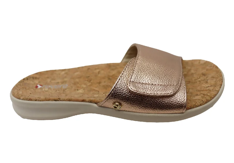 Women's Sandals with a Floral - Printed Upper in Pink for a Feminine Spring LookRevere Macau Womens Comfortable Leather Slides Sandals