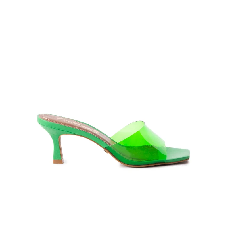 Women's Flat Slide Sandals with a Memory Foam Insole in White for All - Day ComfortRhodes Green Vinyl Women's Flat Slide Sandals with a Memory Foam Insole in White for All - Day ComfortRhodes Green Vinyl