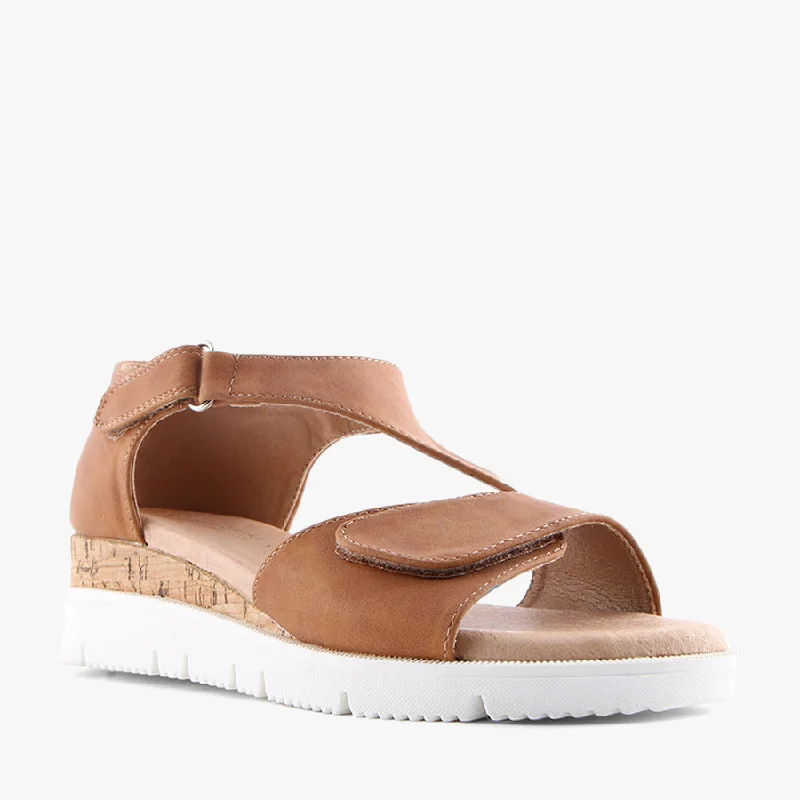 Plus Size Women's Wide - Width Platform Sandals in Black for Added Comfort and HeightRYPEN TAN