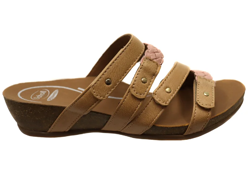 Women's Sandals with a Glitter - Coated Strap in Gold for a Sparkly Summer OutfitScholl Orthaheel Jane Womens Comfortable Wedge Slides Sandals Women's Sandals with a Glitter - Coated Strap in Gold for a Sparkly Summer OutfitScholl Orthaheel Jane Womens Comfortable Wedge Slides Sandals