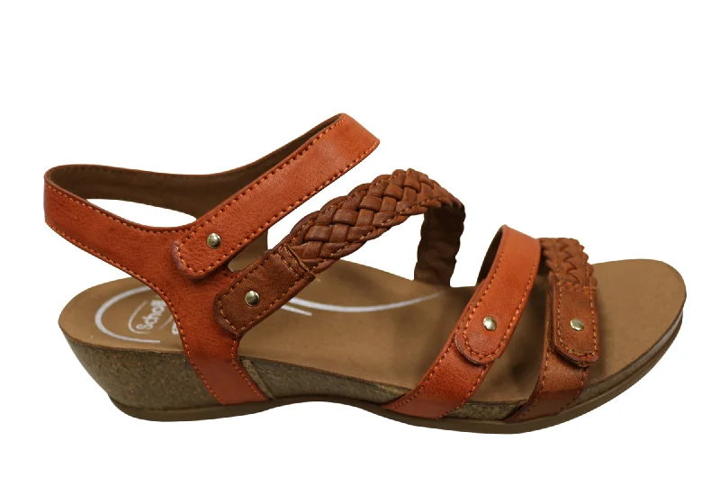 Women's Ankle - Strap Sandals with a Block Heel in Red for a Sophisticated StyleScholl Orthaheel Josie Womens Comfortable Supportive Wedge Sandals Women's Ankle - Strap Sandals with a Block Heel in Red for a Sophisticated StyleScholl Orthaheel Josie Womens Comfortable Supportive Wedge Sandals