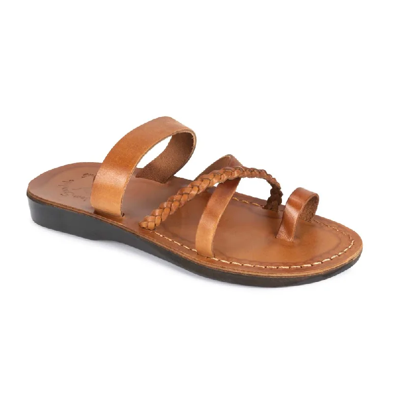 Shock - Absorbing Women's Sandals with a Soft Insole in Black for Active LifestylesSophia - Leather Braided Flat Sandal | Honey Shock - Absorbing Women's Sandals with a Soft Insole in Black for Active LifestylesSophia - Leather Braided Flat Sandal | Honey