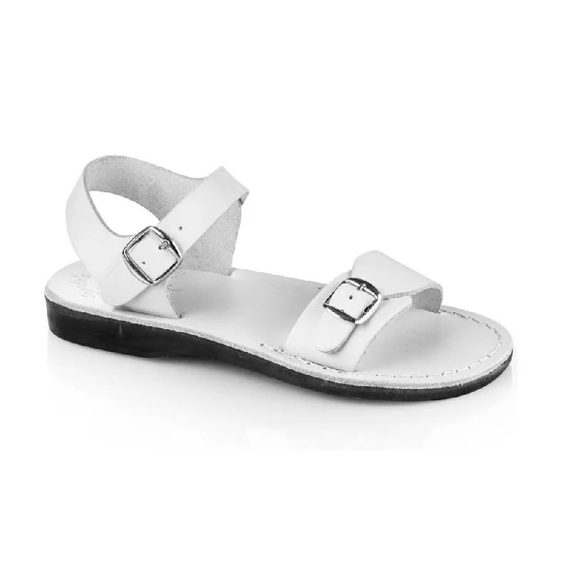 Child - Friendly Women's Sandals with a Secure Buckle in Purple for Moms on the GoThe Original - Leather Adjustable Strap Sandal | White Child - Friendly Women's Sandals with a Secure Buckle in Purple for Moms on the GoThe Original - Leather Adjustable Strap Sandal | White