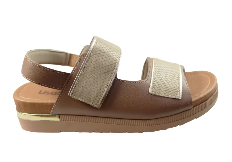 Anti - Slip Women's Sandals with a Grooved Sole in Green for Outdoor AdventuresUsaflex Hilda Womens Comfortable Leather Sandals Made In Brazil Anti - Slip Women's Sandals with a Grooved Sole in Green for Outdoor AdventuresUsaflex Hilda Womens Comfortable Leather Sandals Made In Brazil
