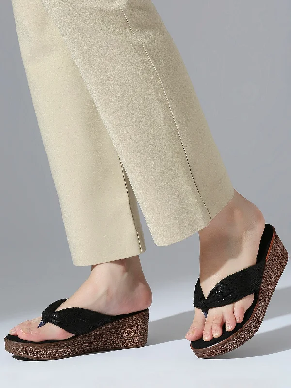 Orthopedic Women's Sandals with Arch Support in Gray for Foot HealthWomen Black Metallic Print Wedge Sandals With Knot Detail Orthopedic Women's Sandals with Arch Support in Gray for Foot HealthWomen Black Metallic Print Wedge Sandals With Knot Detail