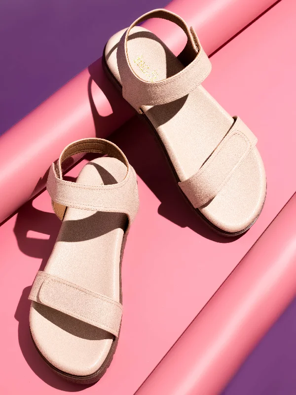 Shock - Absorbing Women's Sandals with a Soft Insole in Black for Active LifestylesWomen Cream Solid Comfort Sandals Shock - Absorbing Women's Sandals with a Soft Insole in Black for Active LifestylesWomen Cream Solid Comfort Sandals