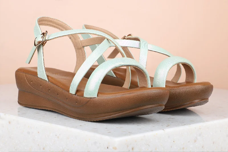 Women's Leather - Strapped Sandals with a Braided Detail in Brown for a Rustic AppealWomen Green Solid Wedge Sandals Women's Leather - Strapped Sandals with a Braided Detail in Brown for a Rustic AppealWomen Green Solid Wedge Sandals