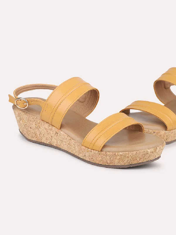 Women's Strappy Gladiator Sandals with Buckle Closures in Tan for a Boho LookWomen Mustard Solid Wedge Sandals Women's Strappy Gladiator Sandals with Buckle Closures in Tan for a Boho LookWomen Mustard Solid Wedge Sandals