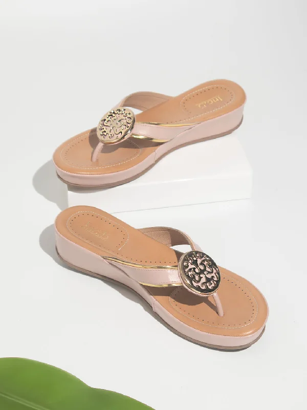 Women's Sandals with a Glitter - Coated Strap in Gold for a Sparkly Summer OutfitWomen Peach Comfort Sandals with Fittings Women's Sandals with a Glitter - Coated Strap in Gold for a Sparkly Summer OutfitWomen Peach Comfort Sandals with Fittings