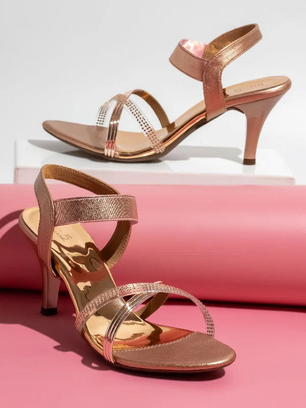 Plus Size Women's Wide - Width Platform Sandals in Black for Added Comfort and HeightWomen Rose Gold Embellished Slim Heeled Sandals Plus Size Women's Wide - Width Platform Sandals in Black for Added Comfort and HeightWomen Rose Gold Embellished Slim Heeled Sandals