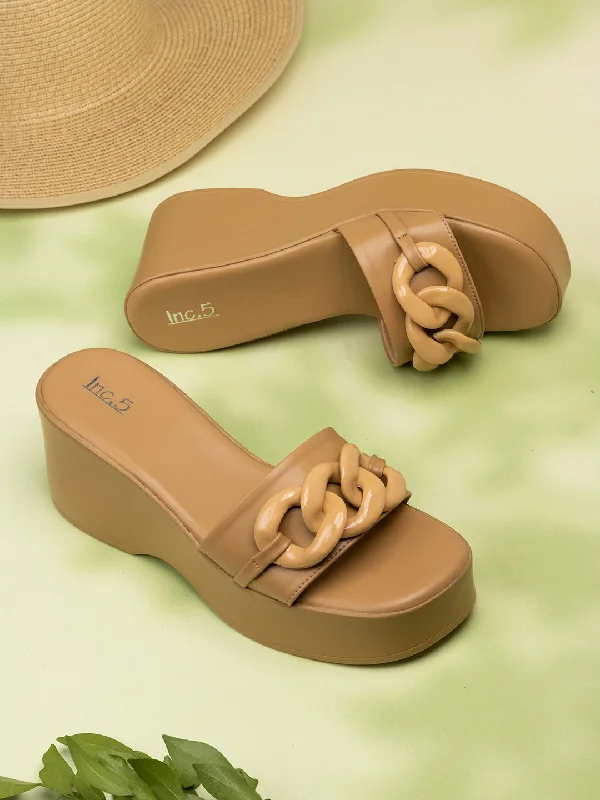 Anti - Slip Women's Sandals with a Grooved Sole in Green for Outdoor AdventuresWomens Beige Solid Round Toe Party Wear Wedge Heel Sandals Anti - Slip Women's Sandals with a Grooved Sole in Green for Outdoor AdventuresWomens Beige Solid Round Toe Party Wear Wedge Heel Sandals