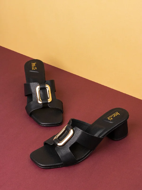 Women's Ankle - Strap Sandals with a Block Heel in Red for a Sophisticated StyleWomens Black Solid Square Toe Party Wear Block Heel Sandals Women's Ankle - Strap Sandals with a Block Heel in Red for a Sophisticated StyleWomens Black Solid Square Toe Party Wear Block Heel Sandals