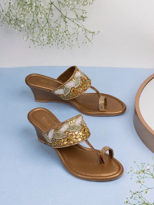 Women's Strappy Gladiator Sandals with Buckle Closures in Tan for a Boho LookWomens Golden Embellished Open Toe Party Wear Wedge Heel Sandals Women's Strappy Gladiator Sandals with Buckle Closures in Tan for a Boho LookWomens Golden Embellished Open Toe Party Wear Wedge Heel Sandals