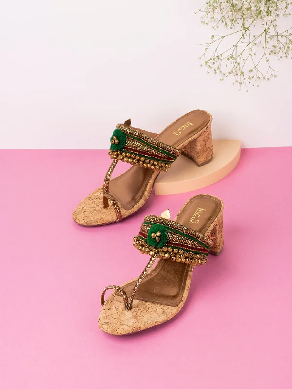 Waterproof Women's Rubber Beach Sandals with Arch Support in Blue for Water ActivitiesWomens Green Embellished Open Toe Ethnic Block Heel Sandals Waterproof Women's Rubber Beach Sandals with Arch Support in Blue for Water ActivitiesWomens Green Embellished Open Toe Ethnic Block Heel Sandals