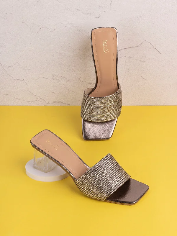 Women's Sandals with a Glitter - Coated Strap in Gold for a Sparkly Summer OutfitWomens Pewter Solid Square Toe Party Wear Block Heel Sandals Women's Sandals with a Glitter - Coated Strap in Gold for a Sparkly Summer OutfitWomens Pewter Solid Square Toe Party Wear Block Heel Sandals