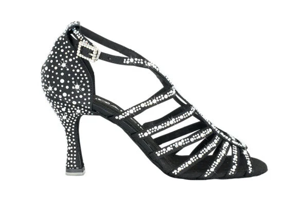Women's Ankle - Strap Tap Dance Shoes in Purple with Noise - Reducing FeaturesDancin Crossed Ribbon Tie 7 bands “EMELINE” Black Satin Women's Ankle - Strap Tap Dance Shoes in Purple with Noise - Reducing FeaturesDancin Crossed Ribbon Tie 7 bands “EMELINE” Black Satin