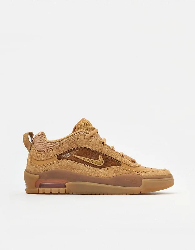 Cushioned Insole Women's Skateboarding Shoes in White for All - Day ComfortNike SB Air Max Ishod Skate Shoes - Flax/Wheat-Flax-Safety Orange-Black-Gum Lt Brown
