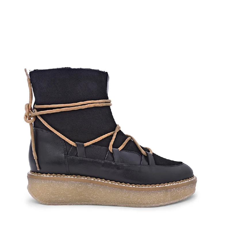 women's ankle boots with floral designMachiko Black Winter Boots