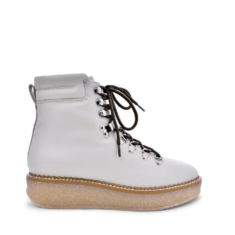 women's ankle boots with glitterMisaki Off White Leather Ankle Boots