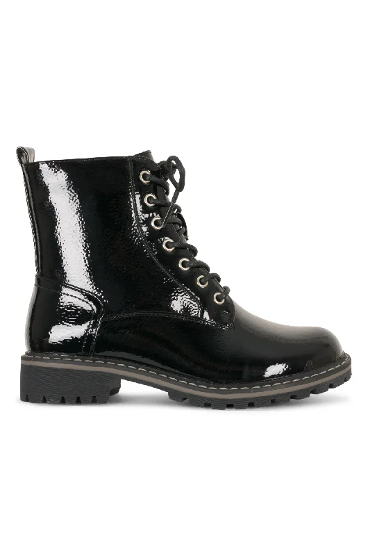 women's ankle boots for eveningFaux Patent Leather Ankle Boot | BLACK | NALA ZZ